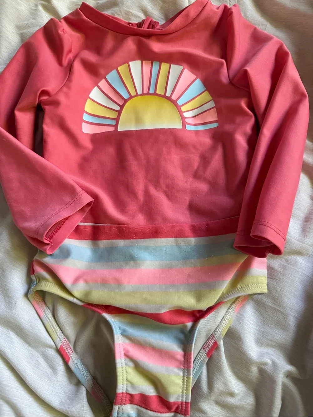 Kids rainbow sun long sleeve swim suit